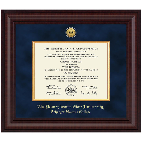 #109 Schreyer Honors College diploma frame Presidential in Premier (Chestnut)